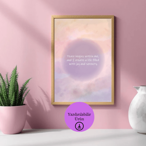 Inner Peace Olumlama Temalı Dijital Poster - A4 Yazdırılabilir Sayfa 1