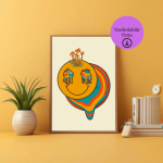 Psikedelik Gülümseme ve Mantar Temalı Dijital Poster - A4 Yazdırılabilir Sayfa 1