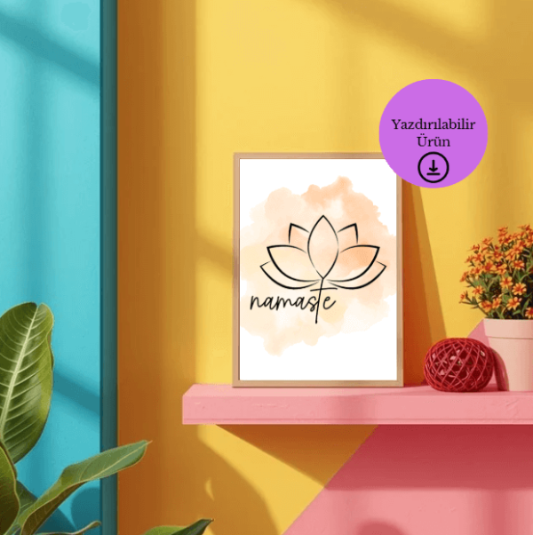 Lotus Çiçeği ve Namaste Temalı Dijital Poster - A4 Yazdırılabilir Sayfa 1