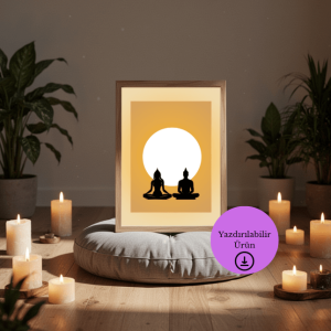 Meditasyon Temalı Soyut Silüet Dijital Poster - A4 Yazdırılabilir Sayfa 1