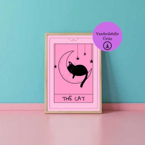 “THE CAT” Tarot İlhamlı Dijital Poster - A4 Yazdırılabilir Poster 3