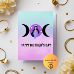 HAPPY MOTHER'S DAY Triple Moon Temalı Katlanabilir Dijital Kart - A4 Yazdırılabilir Kutlama Kartı 1