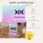 HAPPY MOTHER'S DAY Triple Moon Temalı Katlanabilir Dijital Kart - A4 Yazdırılabilir Kutlama Kartı 2