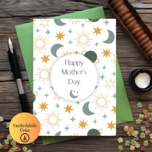 Happy Mother's Day Spiritüel Temalı Katlanabilir Dijital Kart - A4 Yazdırılabilir Kutlama Kartı 1