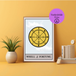 Wheel of Fortune Tarot İlhamlı Poster - A4 Yazdırılabilir Poster (Dijital) 2