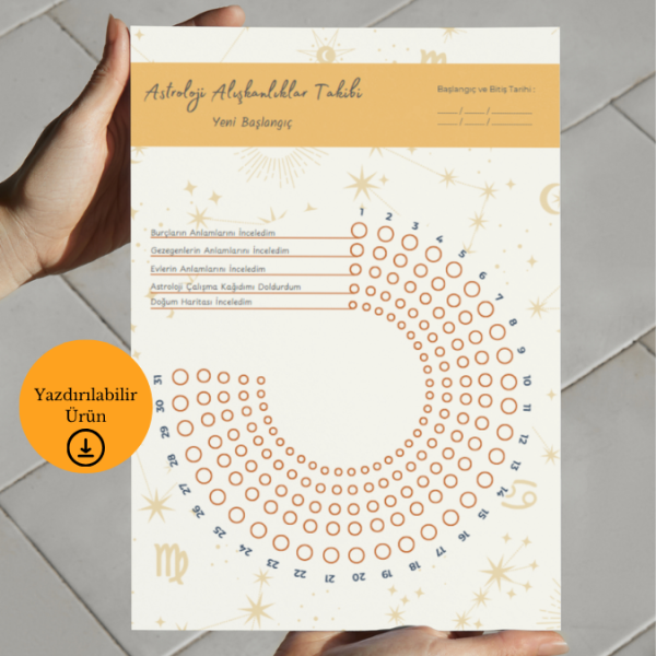 Astroloji Alışkanlıklar Takibi – Yeni Başlangıç – A4 Yazdırılabilir (Dijital)